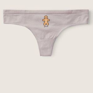 🤶⛄️🎄Gingerbread Man Christmas Holiday Panty Thong VS PINK Cotton Thong X-Mas